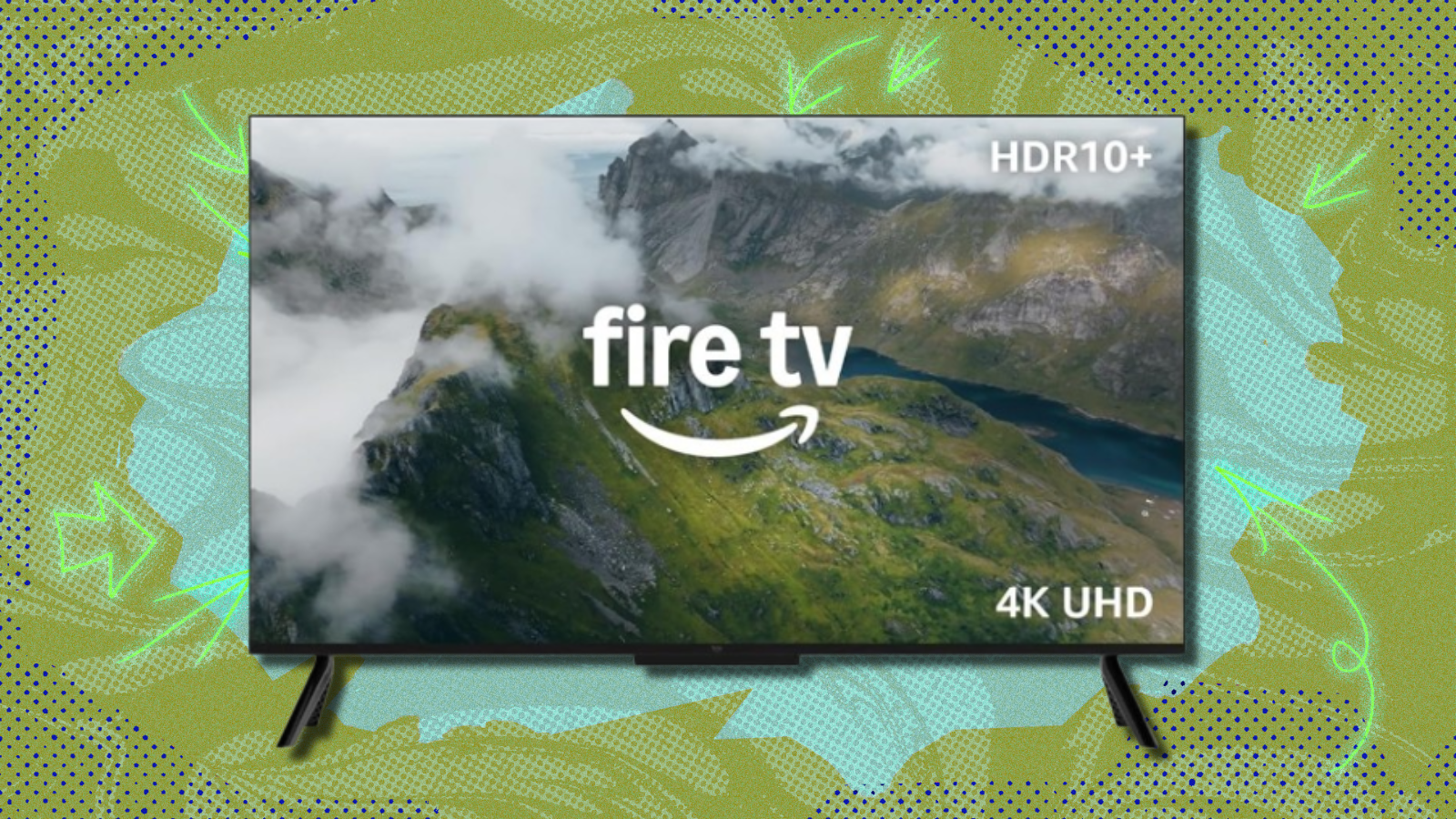 Amazon 4-Series Fire TV with green background