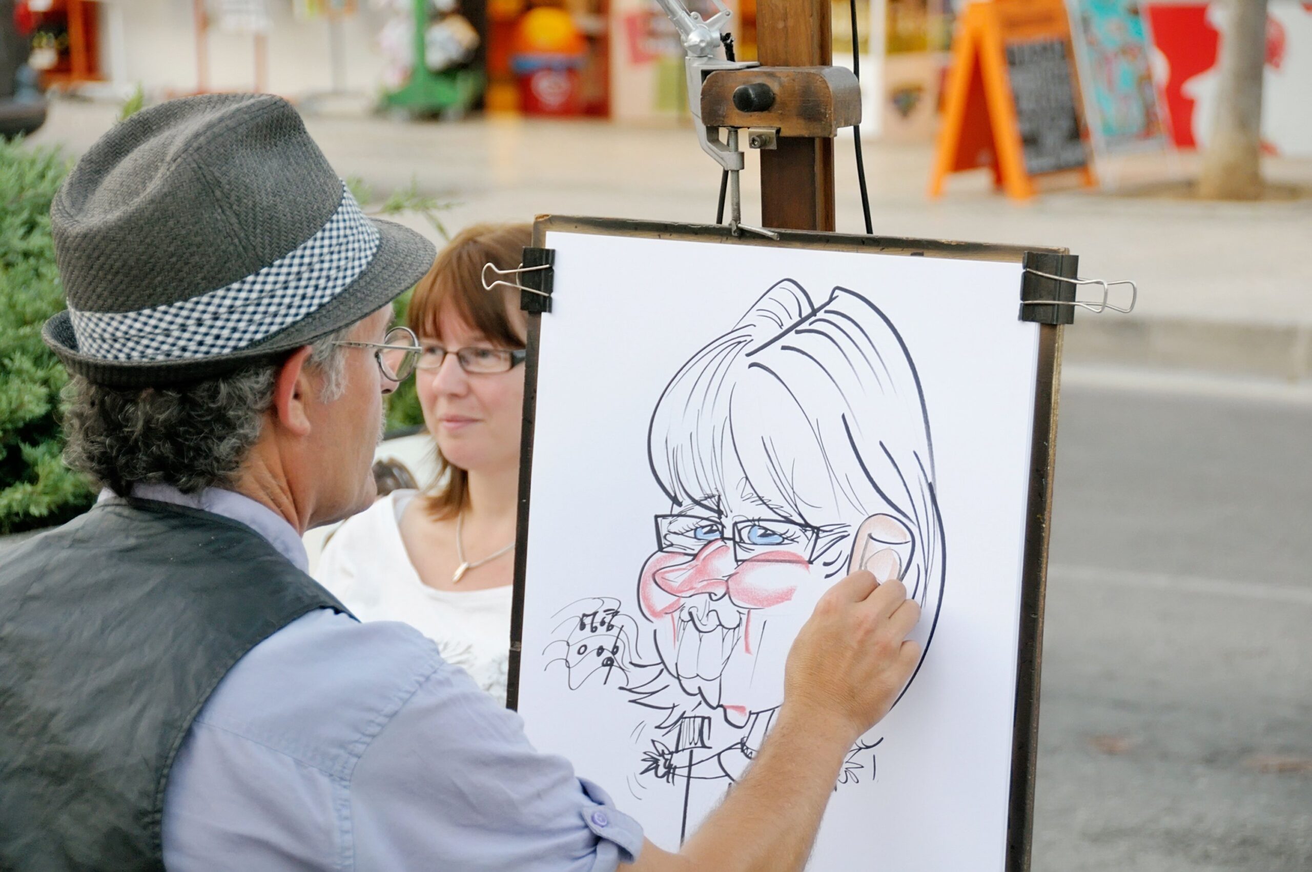 Artist drawing caricature