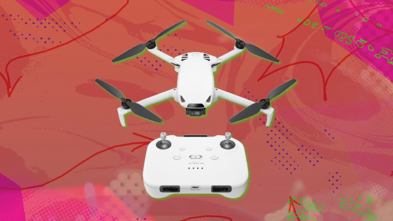 Skyrover S1 Mini Drone with multicolor abstract background