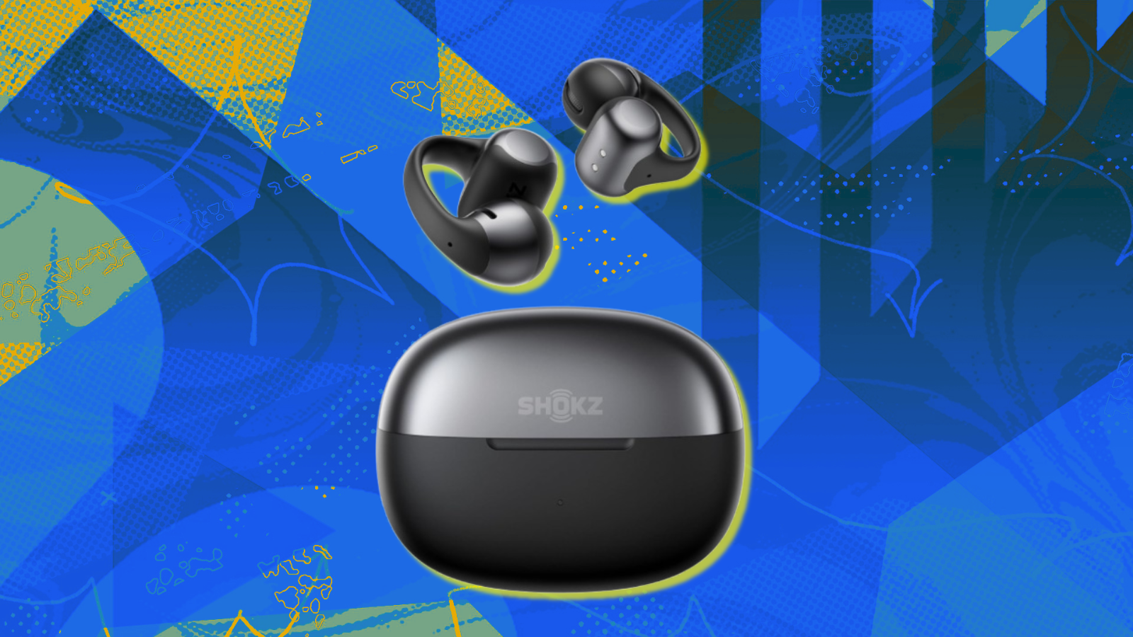 Shokz OpenDots One with blue background