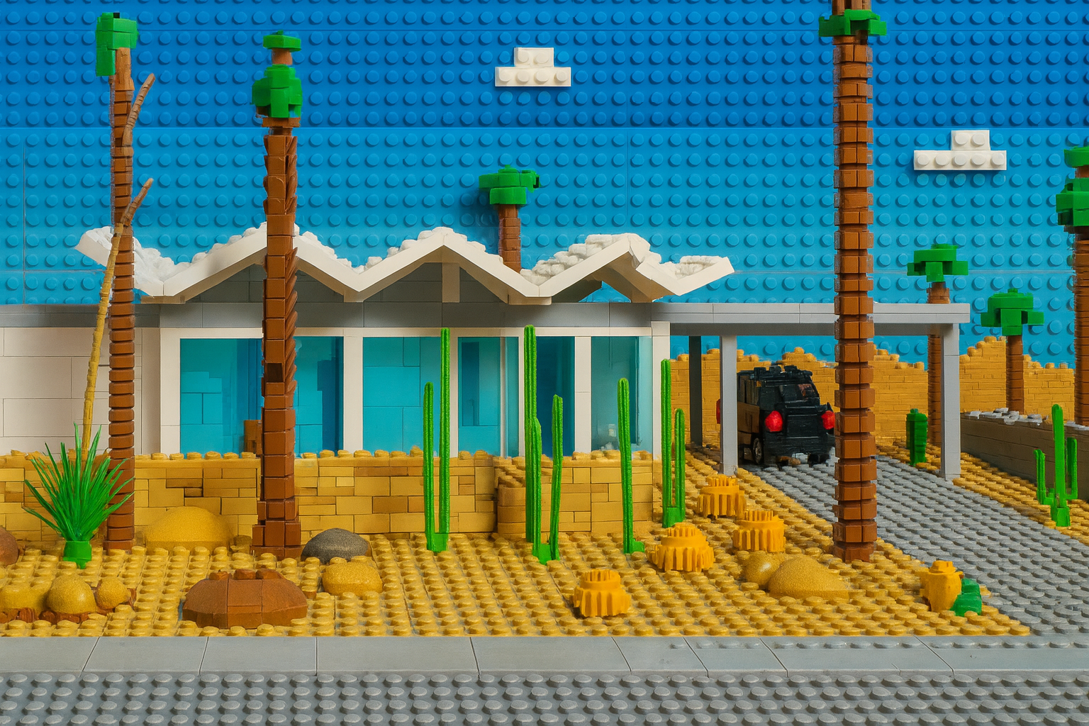 photo of a palm springs home turned into toy building blocks