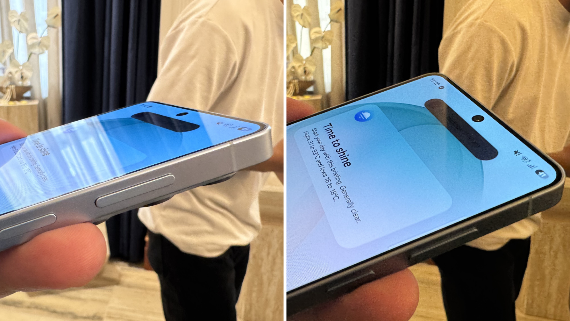 Two photos of the Samsung S26 Ultra's Privacy Display activated on a notification.