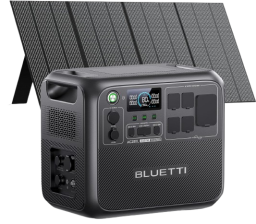 the Bluetti AC200L portable power station with a 350W solar panel