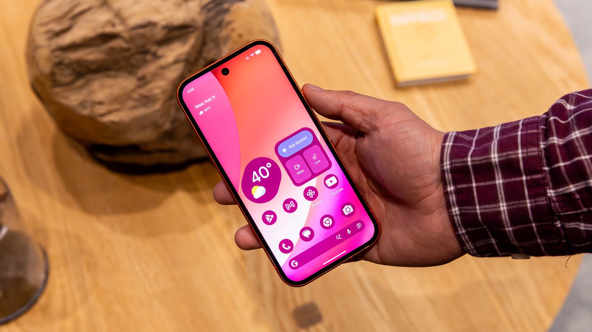 Google Pixel 10a with display turned on