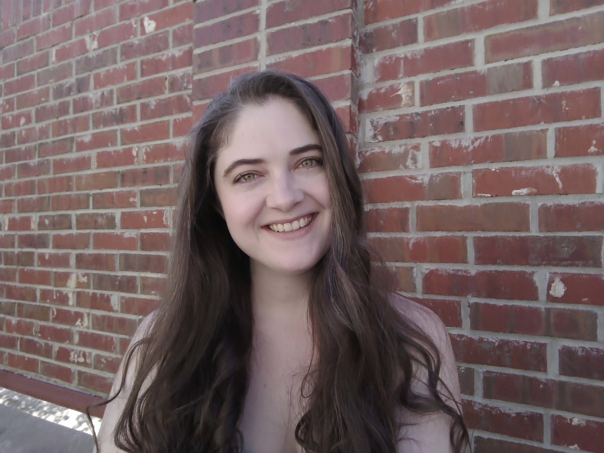 a webcam selfie of the author against a brick wall