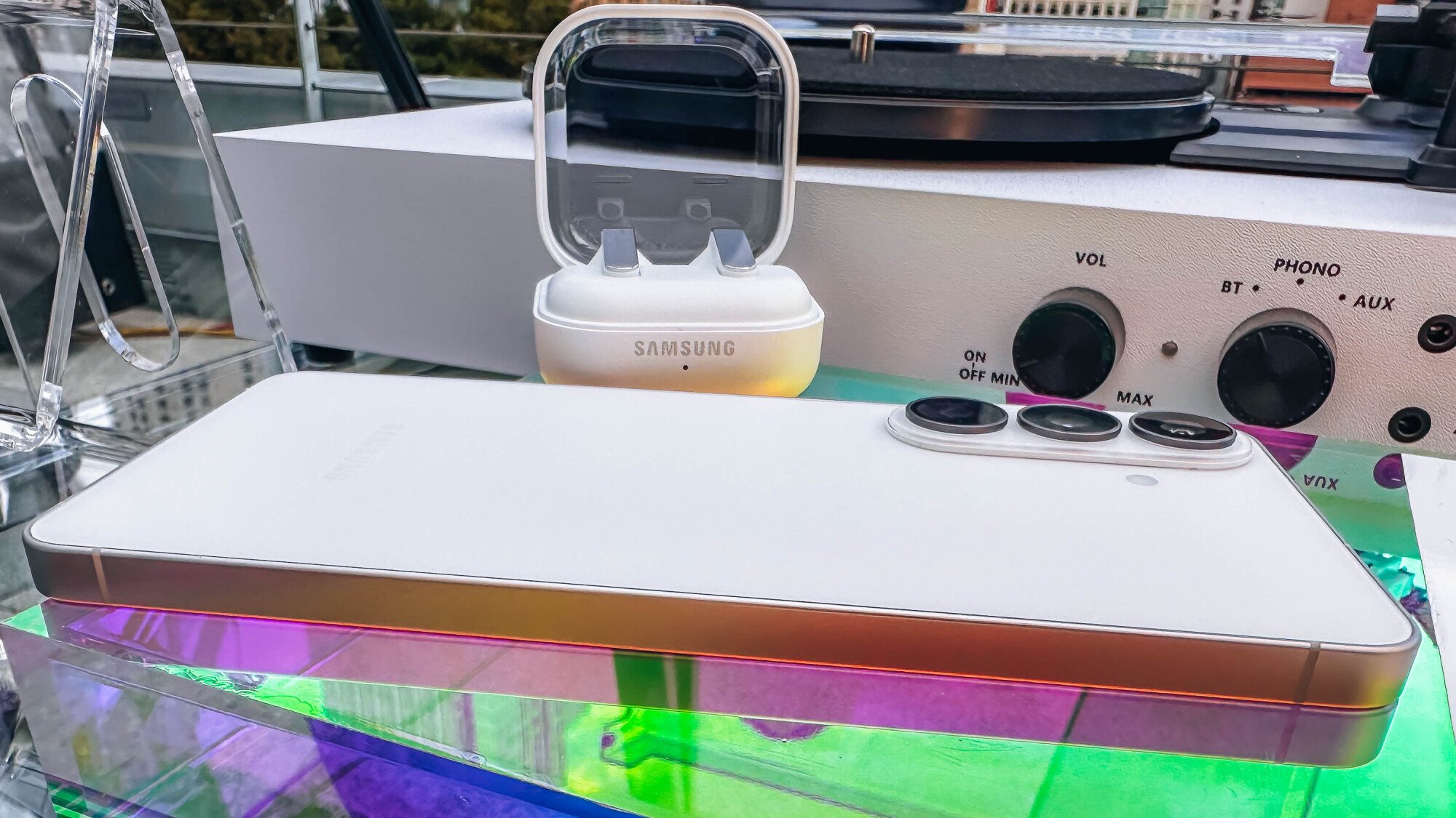 the samsung galaxy s26 and galaxy buds4 on display