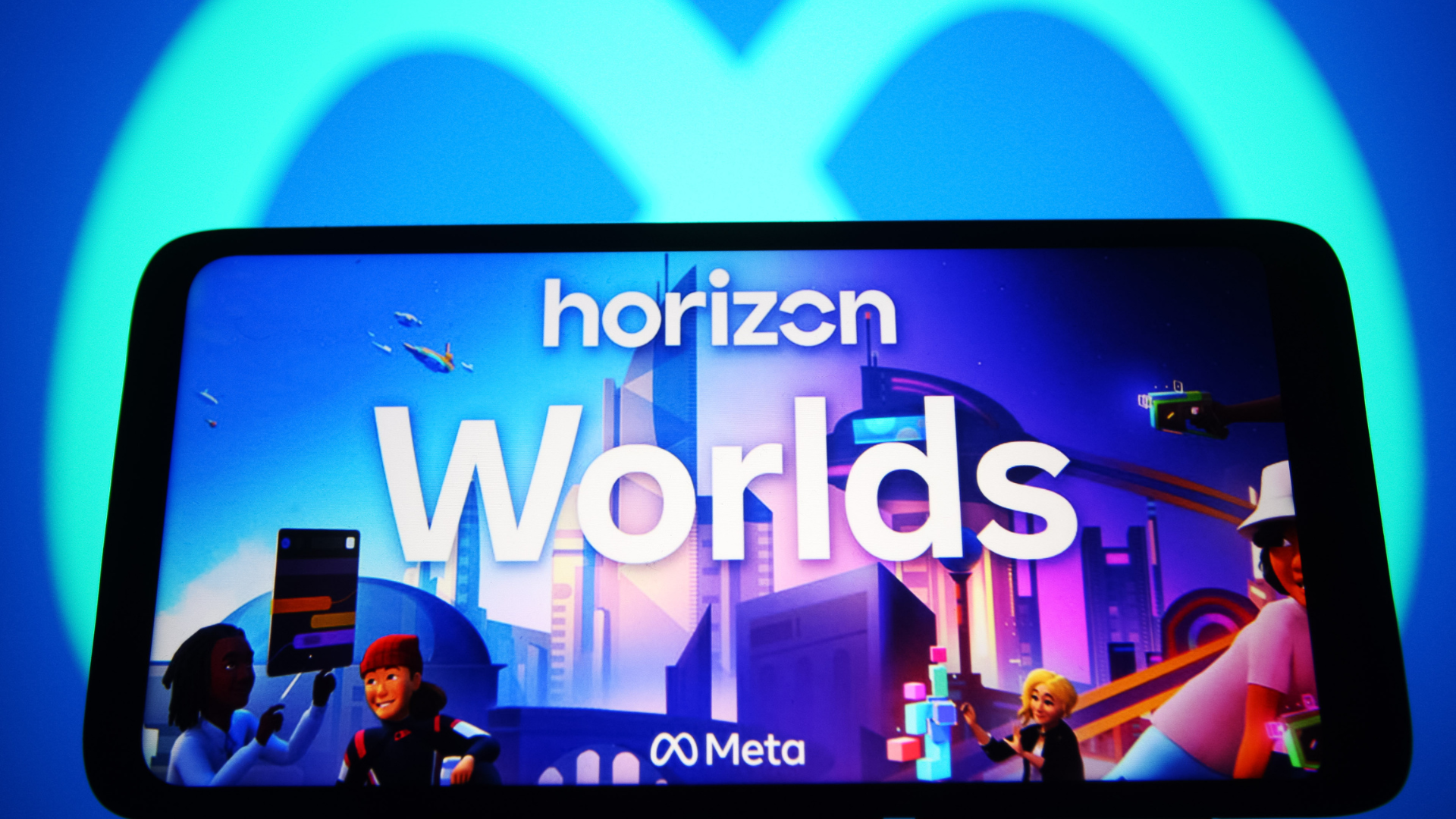 Horizon Worlds logo seen on a smartphone.