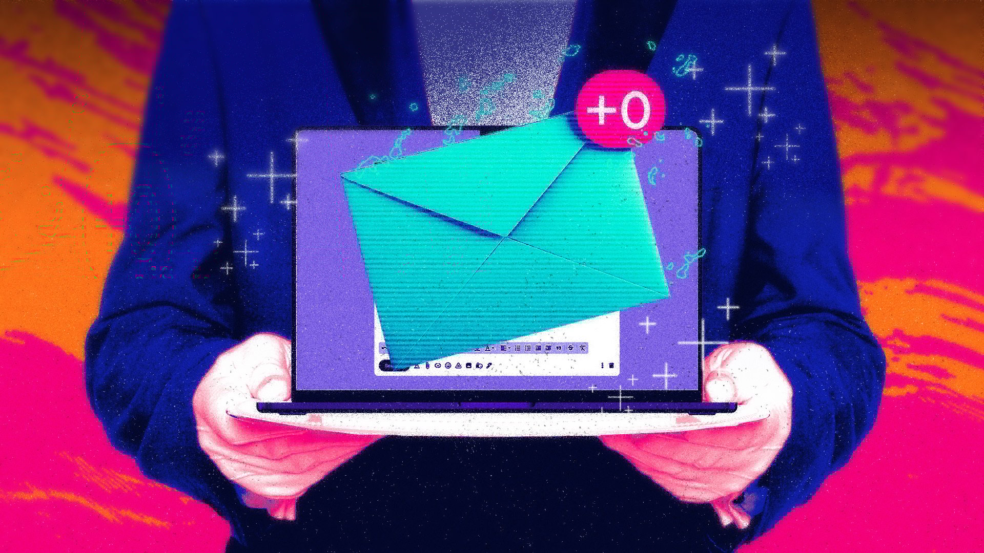 An illustration of an open laptop.