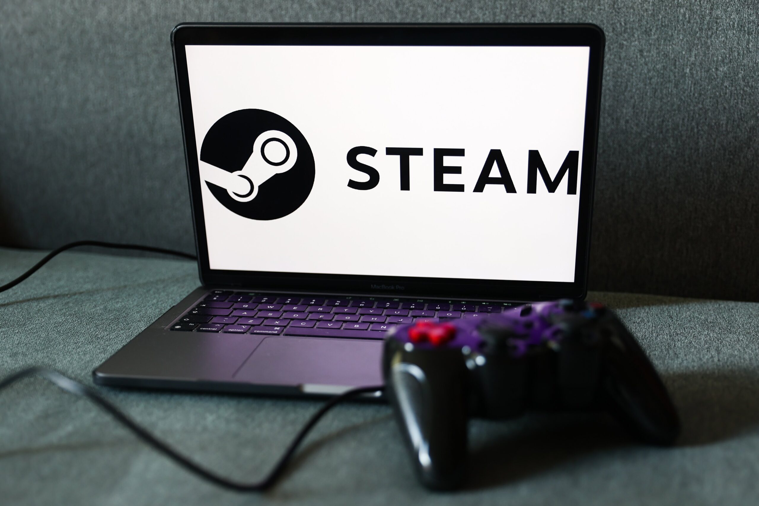 Steam logo on laptop