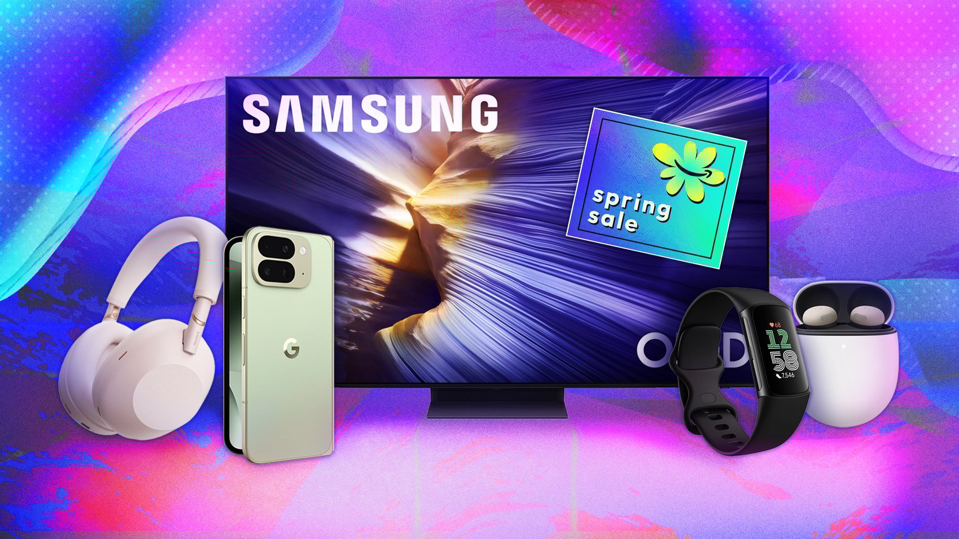Selection of products on a composite background