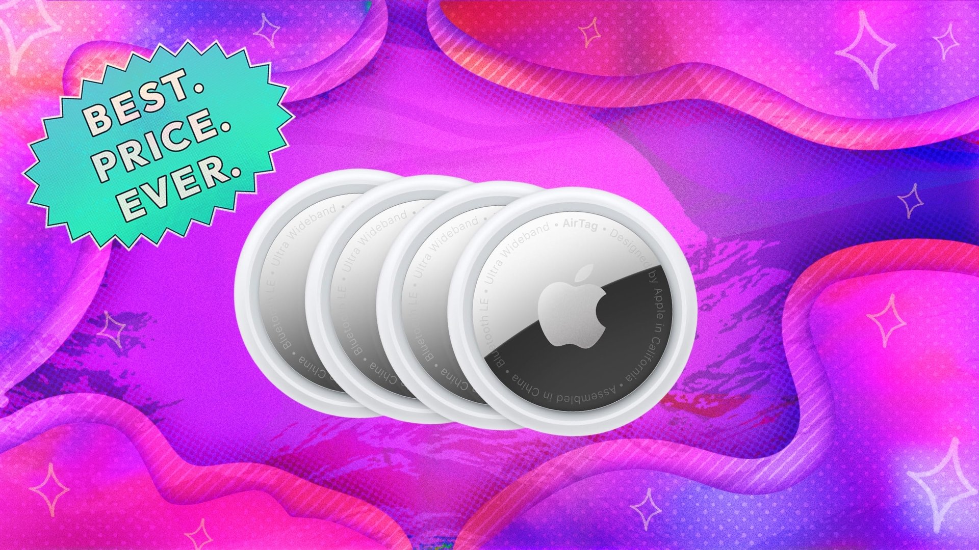 Apple AirTag on composite background