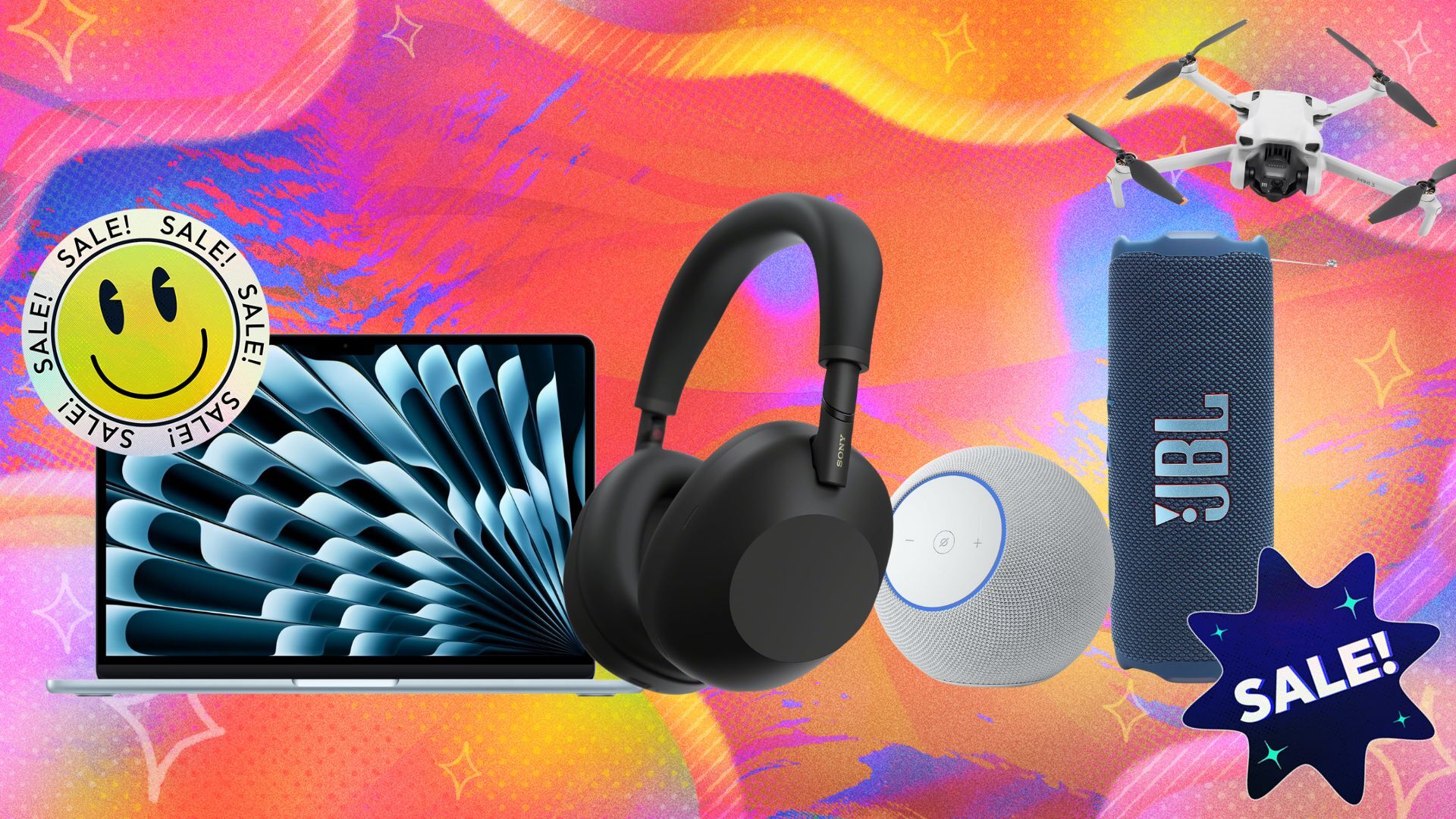collage of tech products on sale during amazon big spring sale