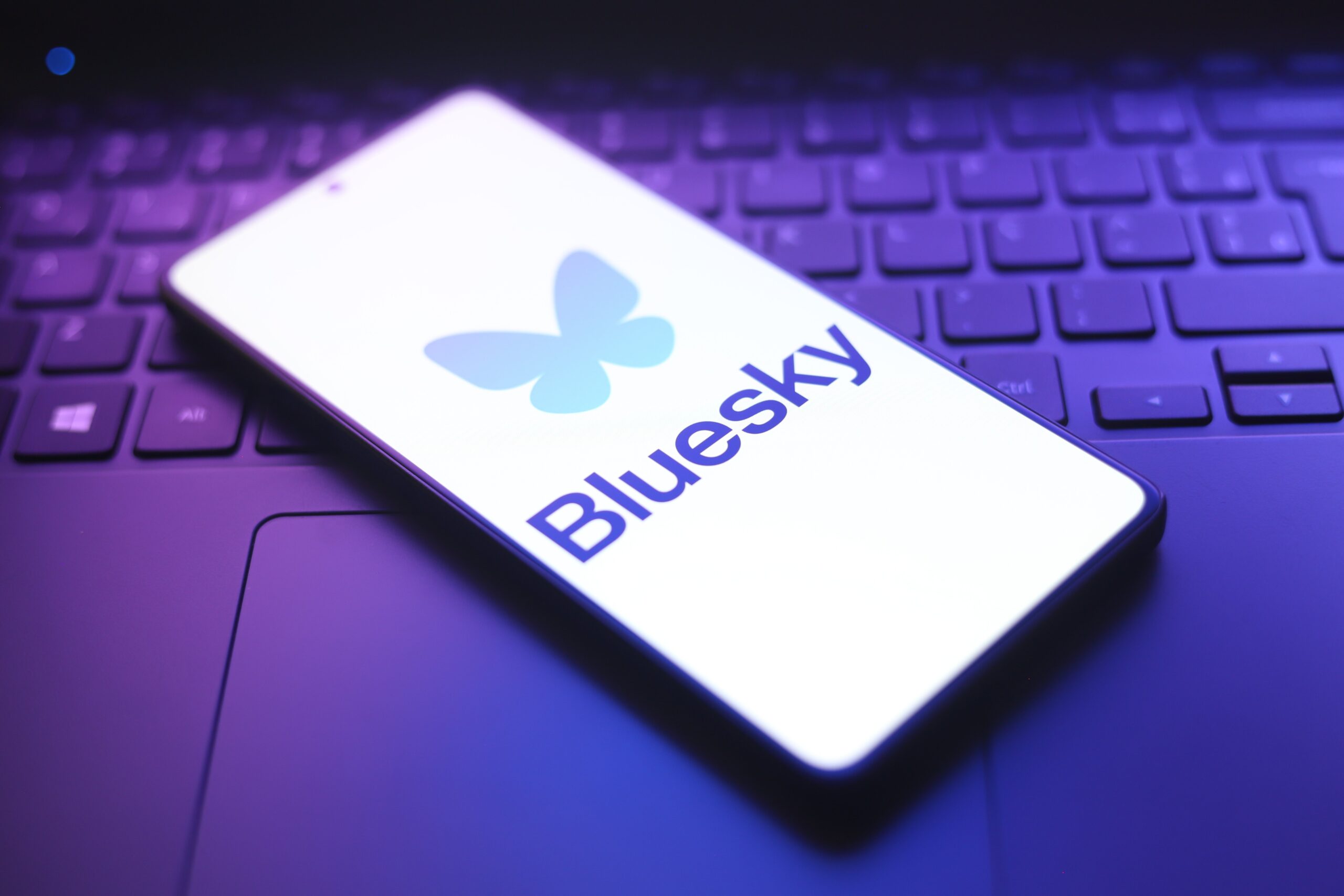 bluesky logo on smartphone