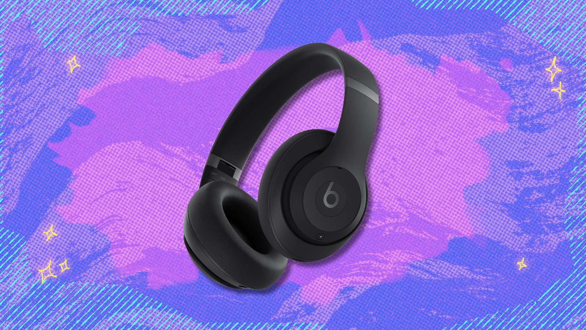 beats studio pro against a purple patterned background