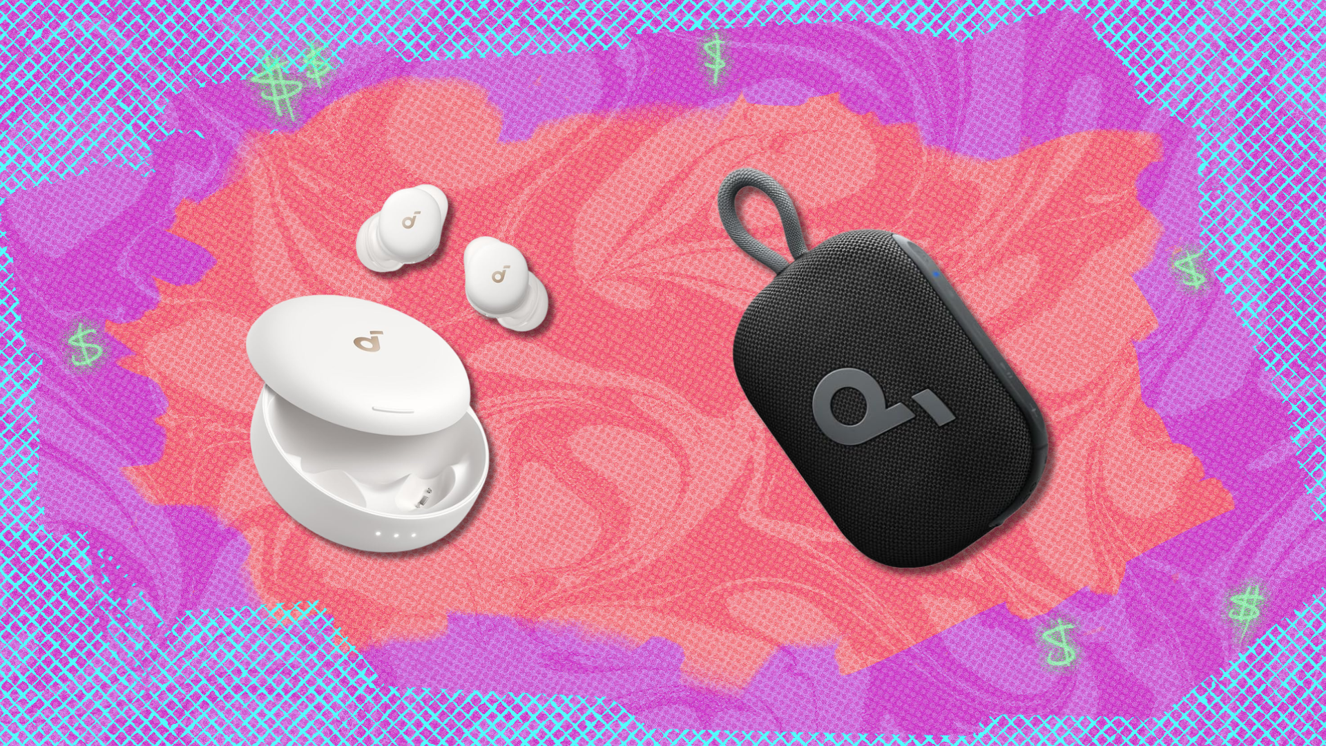 Soundcore Select 4 speaker and Soundcore Sleep A30 earbuds