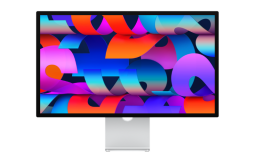 Apple Studio Display monitor with abstract screensaver