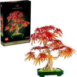 lego botanicals japanese red maple bonsai tree set against a white background