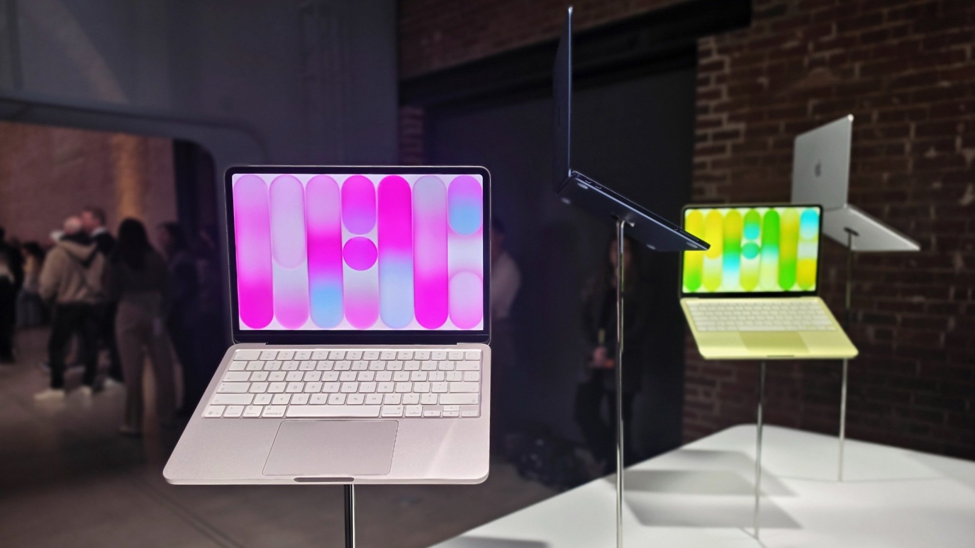 apple macbook neo on display in all four colors