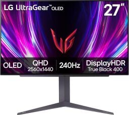 LG 27-inch UltraGear OLED gaming monitor (27GS93QE) on a white background