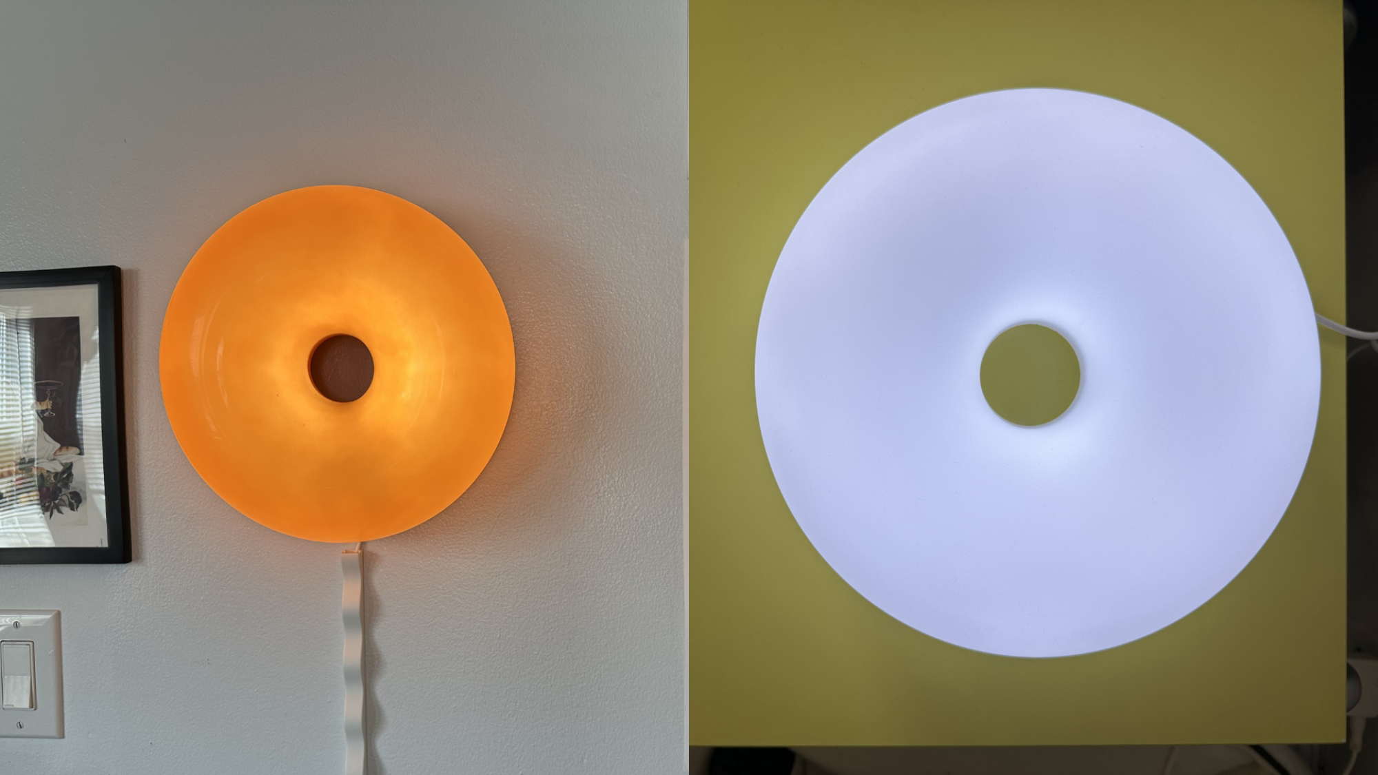 On the left the OG orange Varmblixt and on the right, the new smart Varmblixt.