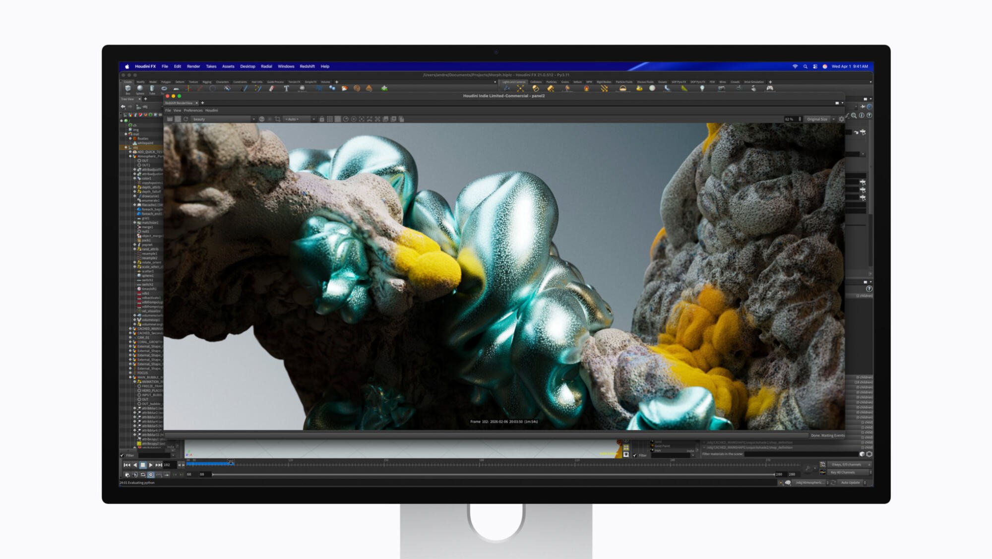 apple studio xdr with editing software on screen