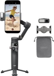 DJI Osmo Mobile 7P Gimbal with smartphone and accessories