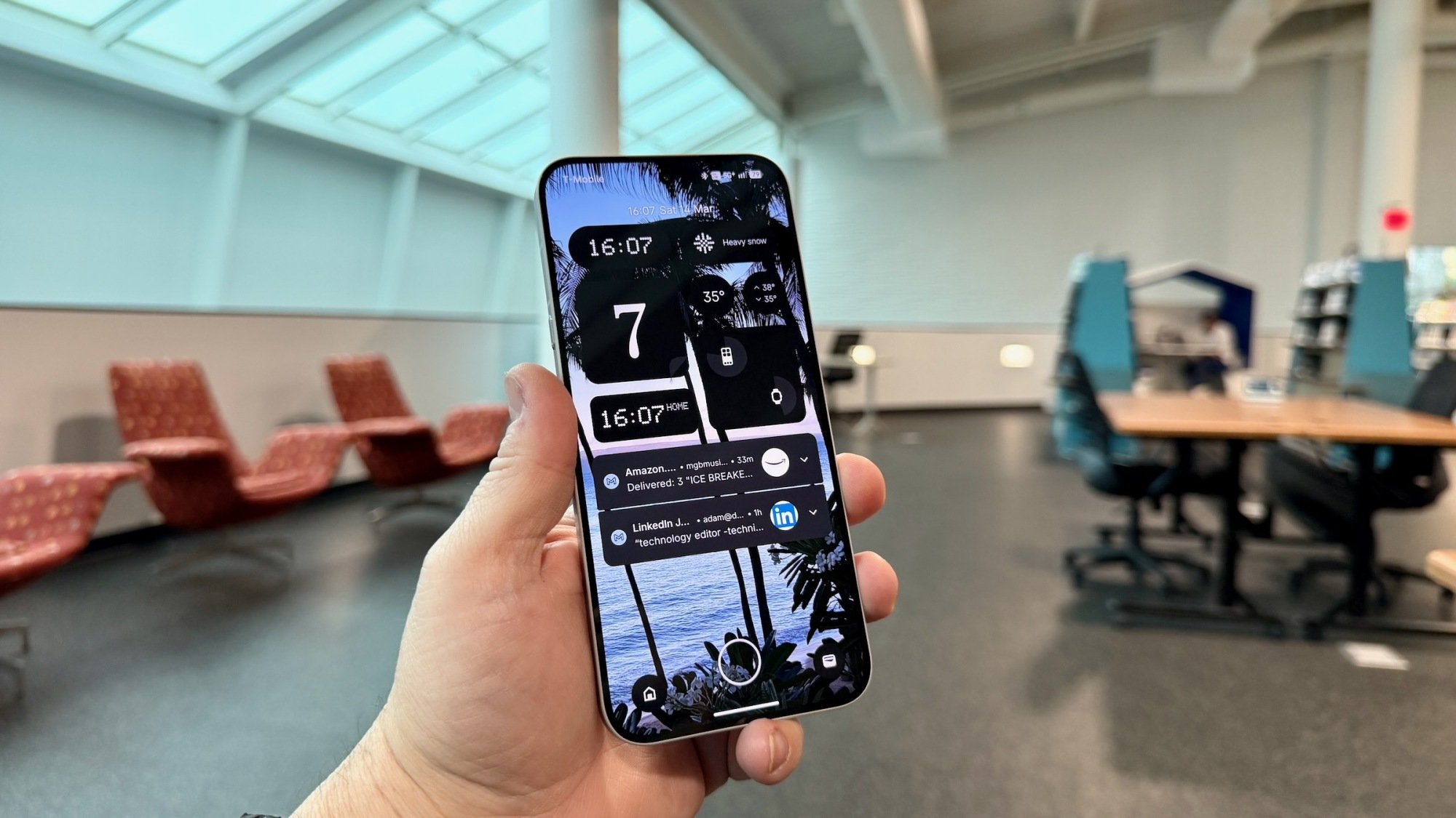 Nothing Phone (4a) Pro home screen being used in a library