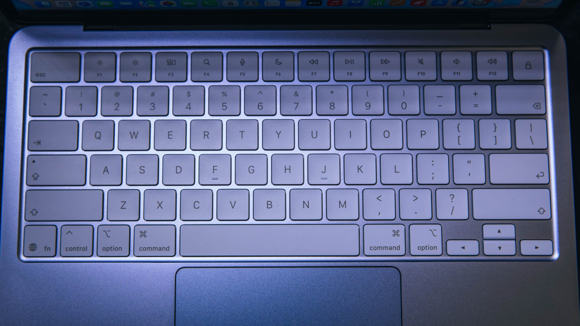 close-up of magic keyboard on apple macbook neo