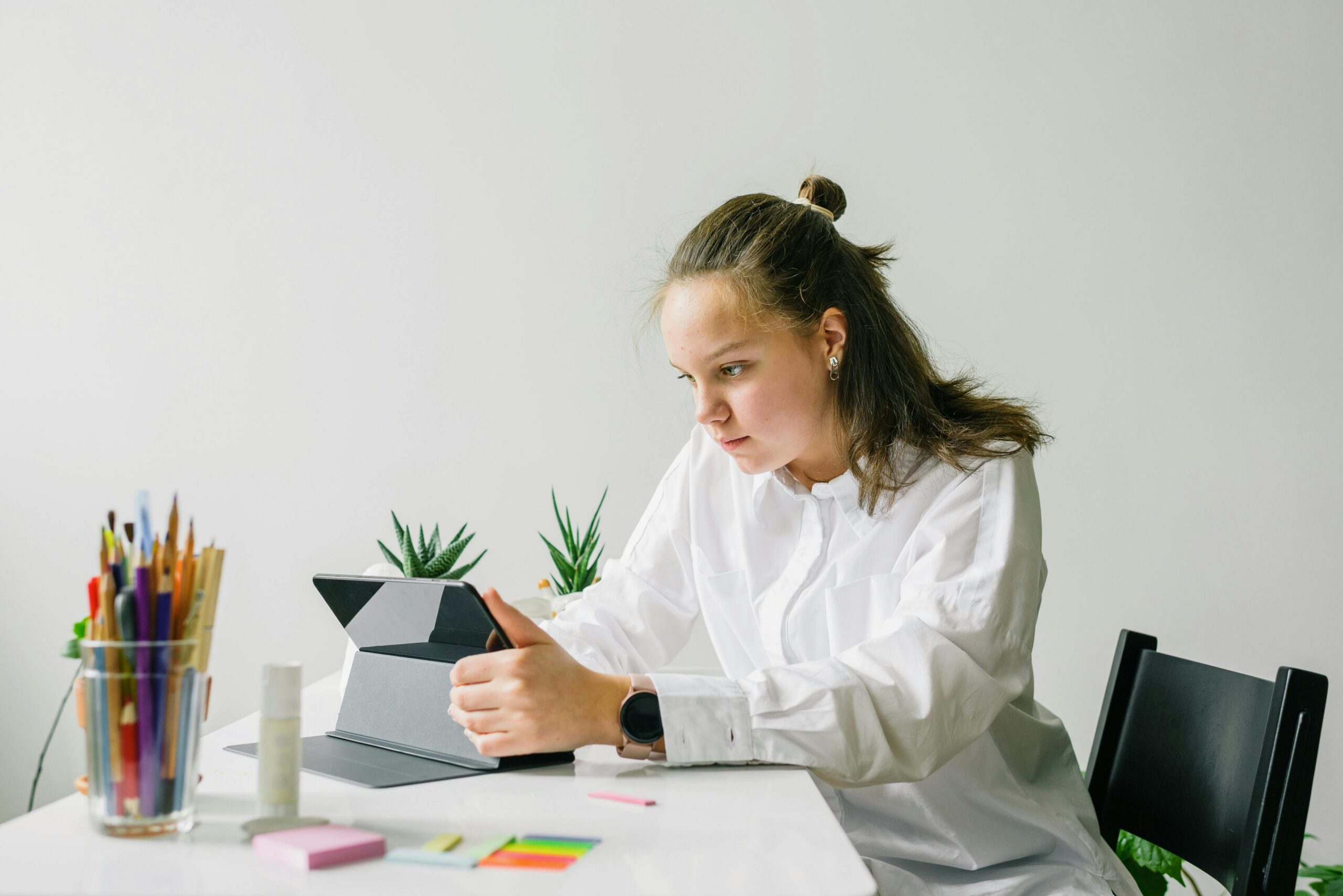 Woman holding tablet