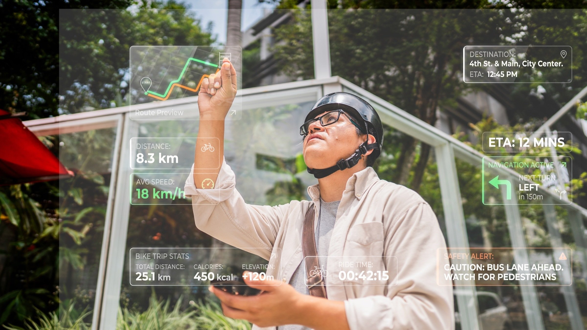 man using smart glasses for navigation