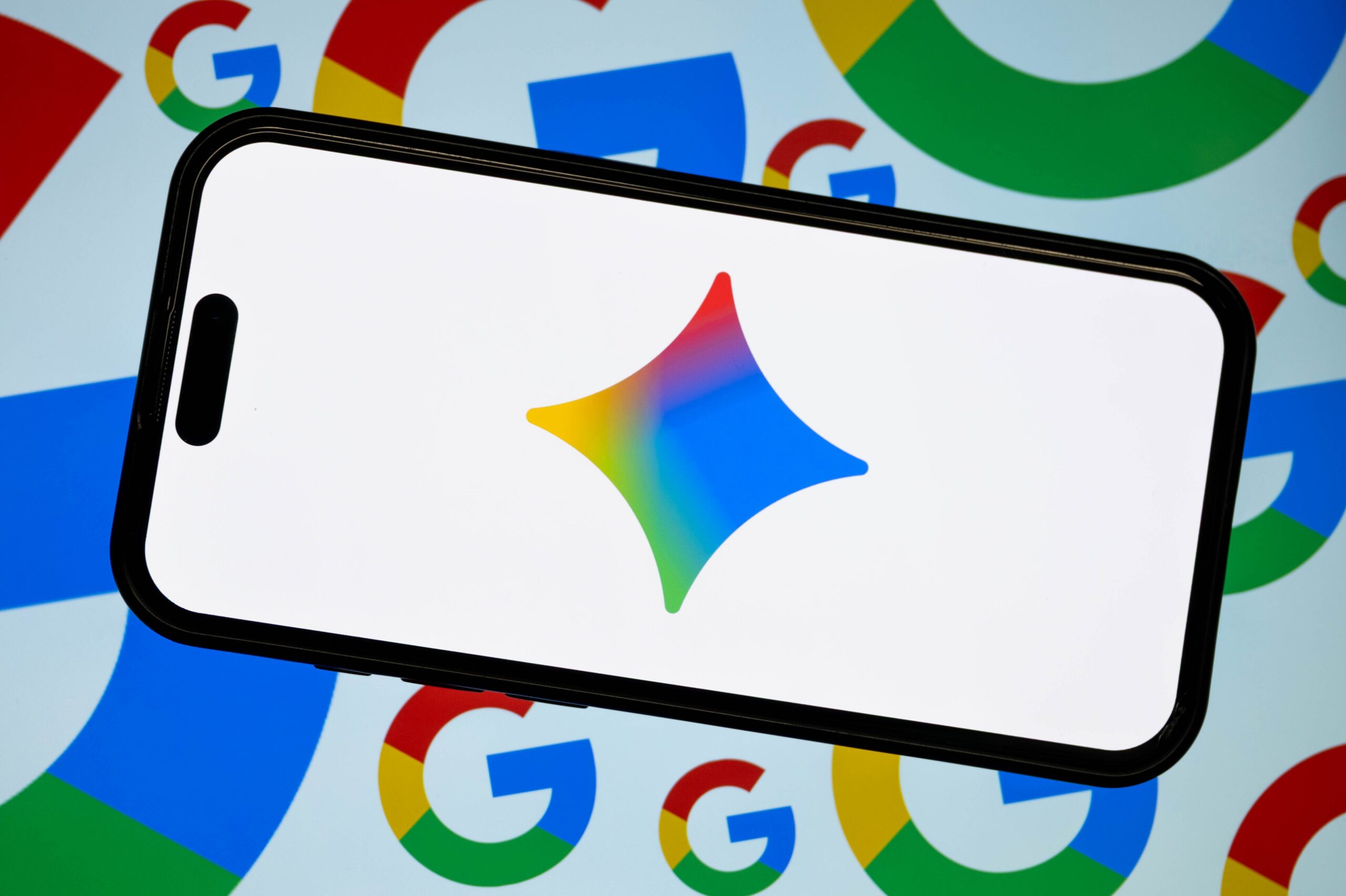 Google AI logo on smartphone