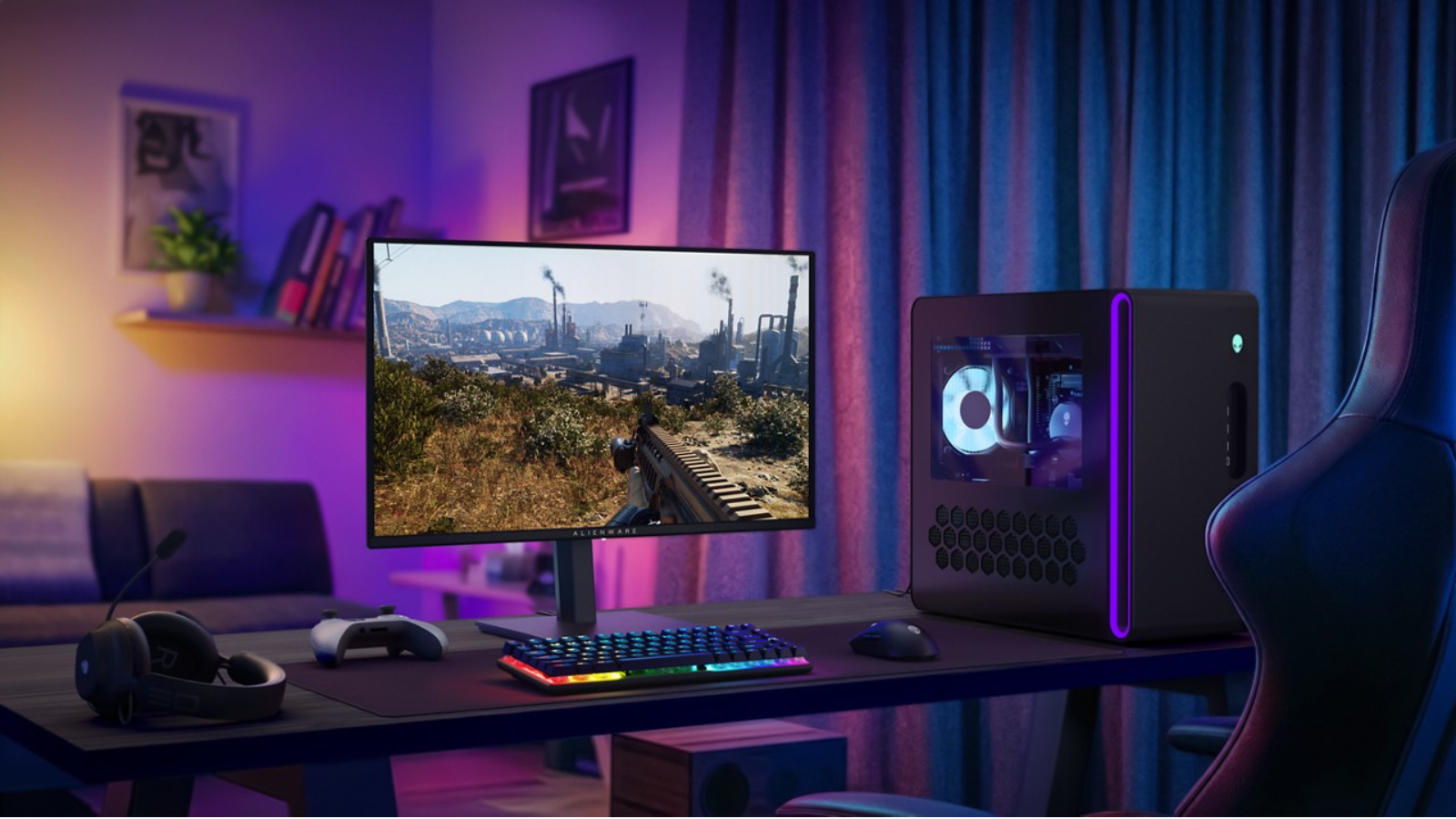 the alienware aw2726dm gaming monitor on a desk