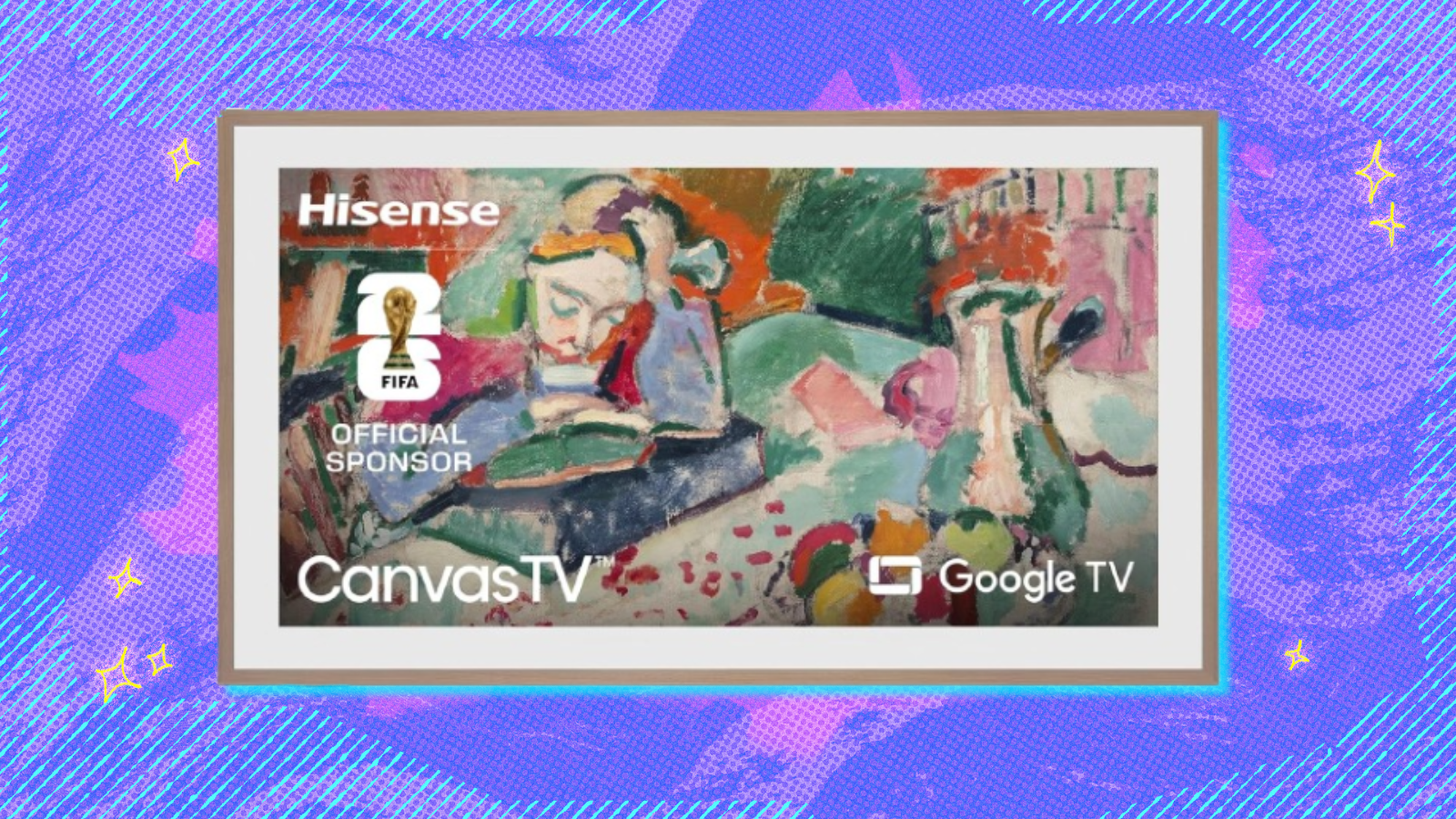 Hisense Canvas TV with colorful background