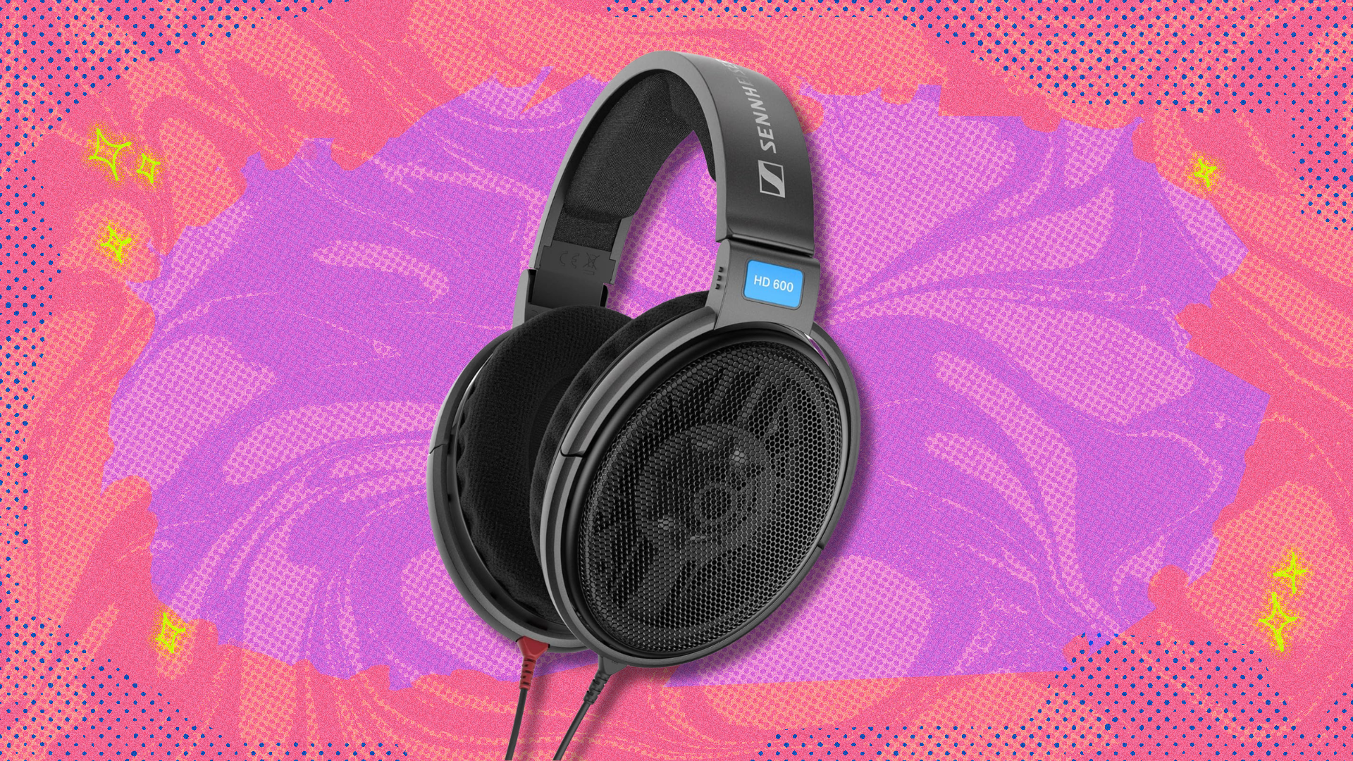 Sennheiser HD 600 on pink and red abstract background