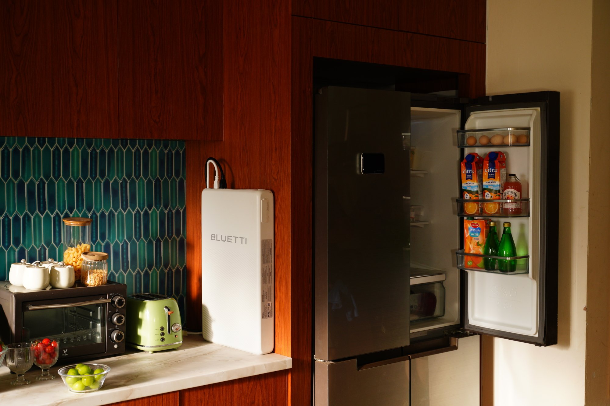 the Bluetti FridgePower mounted vertically
