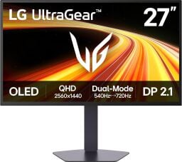 lg 27-inch ultragear qhd oled gaming monitor against a white background