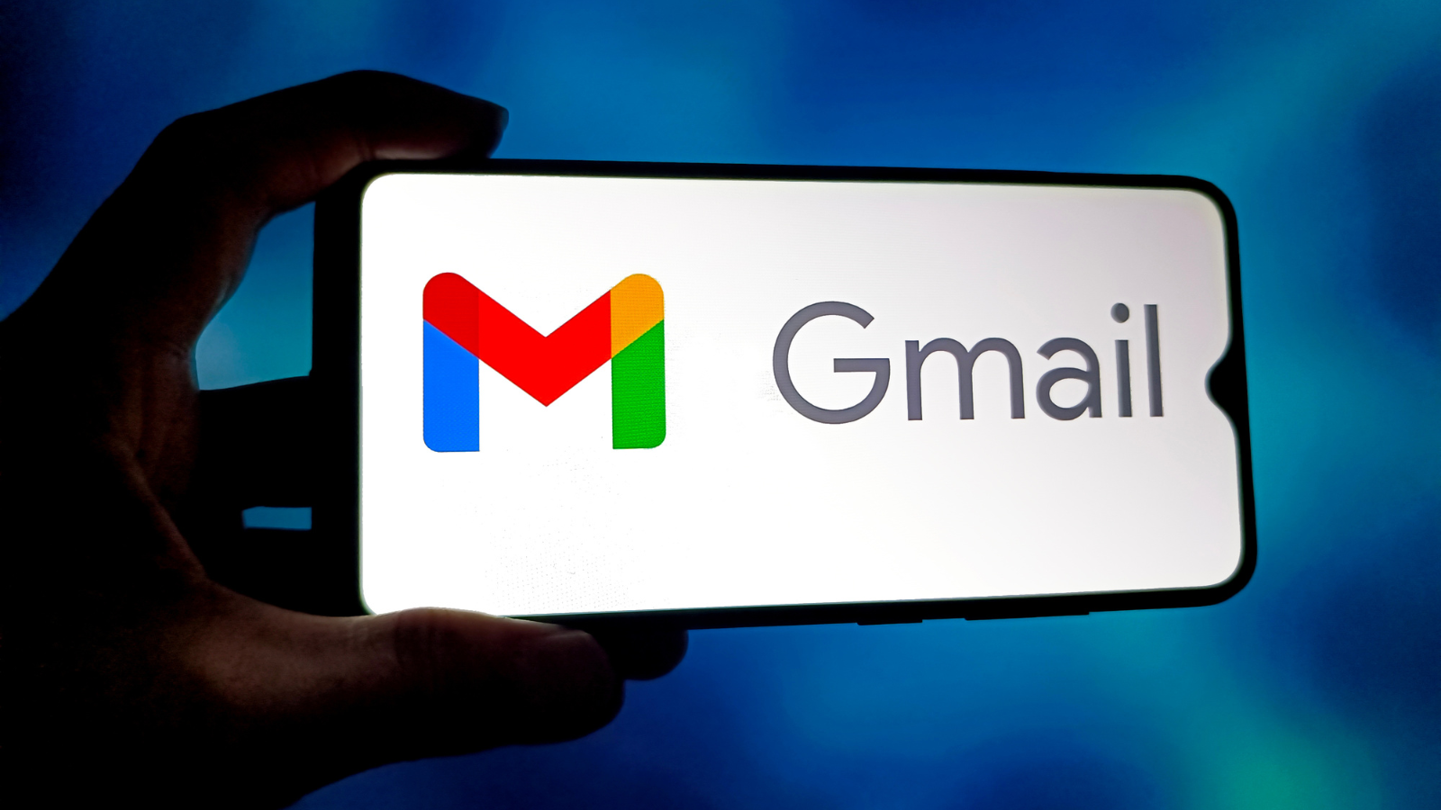 a phone displaying the gmail logo