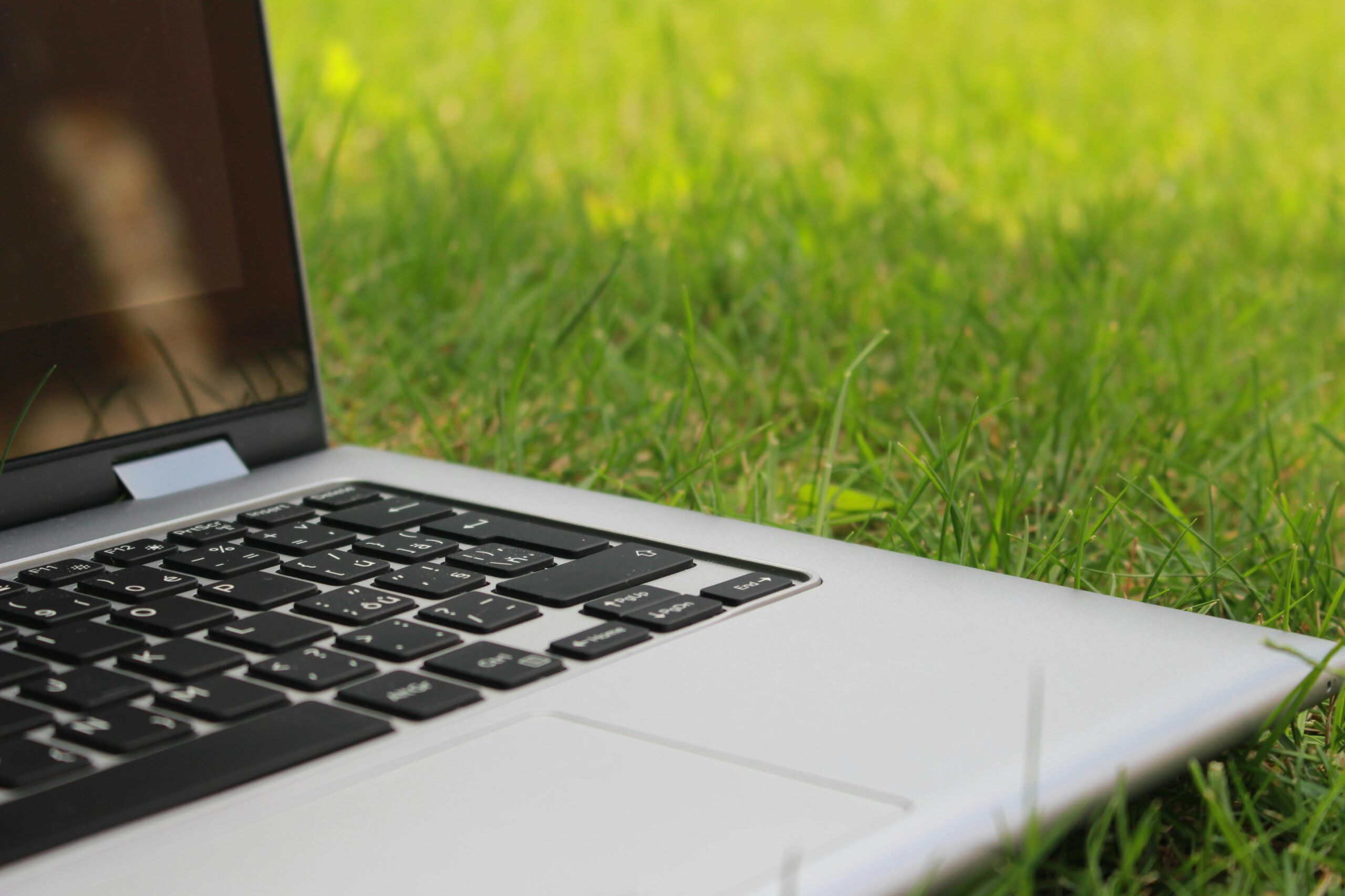 Laptop on grass