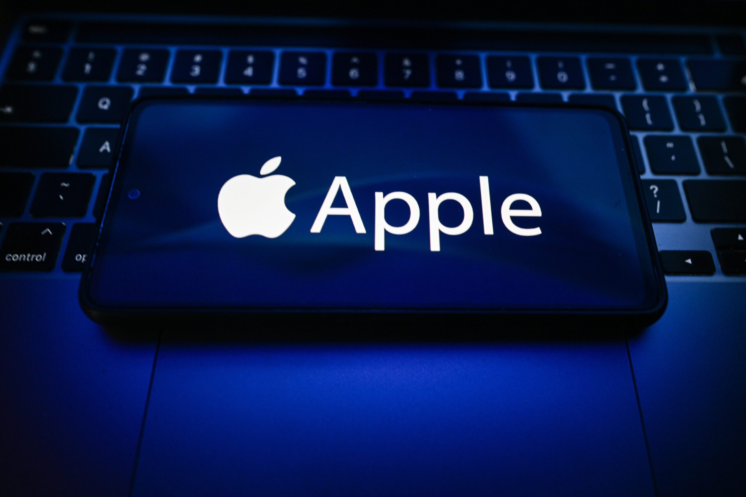 Apple logo displayed on an iPhone.