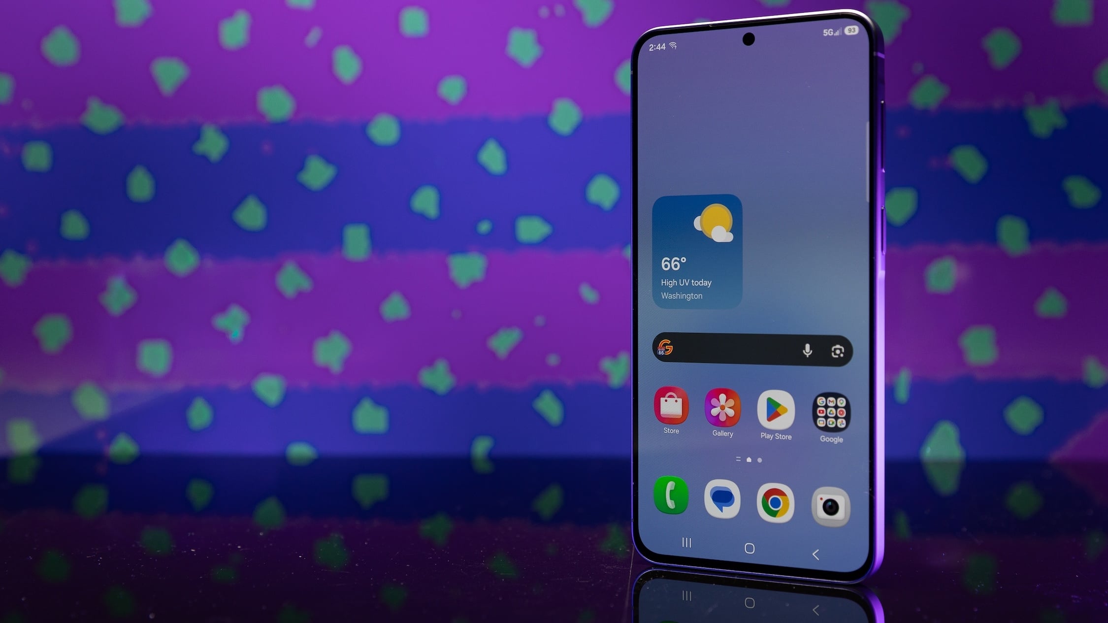 Samsung Galaxy A57 5G with screen turned on