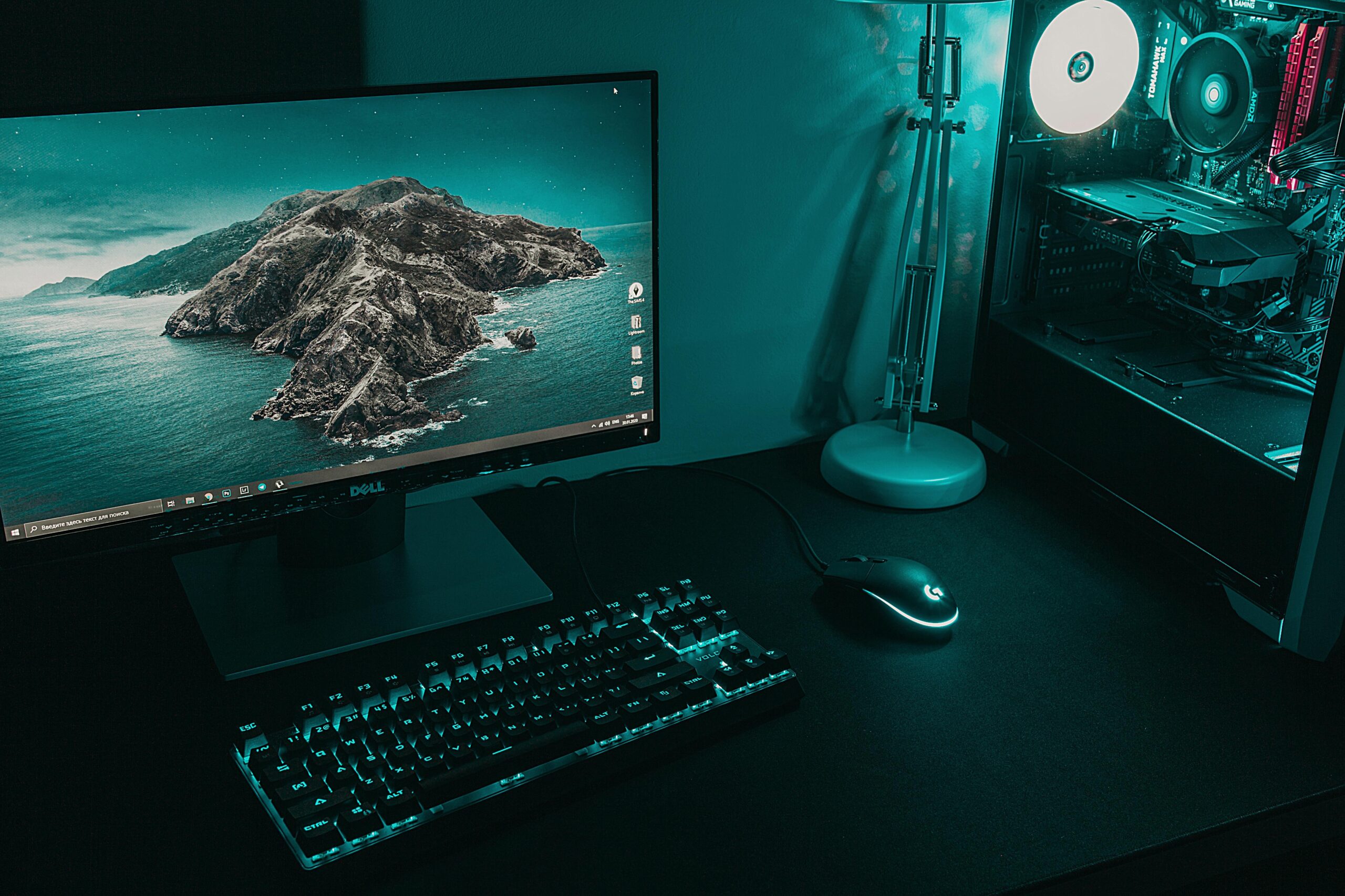 PC setup on desk