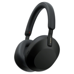 Sony XM5 headphones on white background