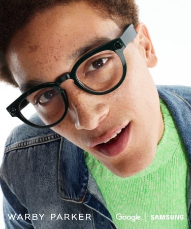 Man wearing Warby Parker XR glasses