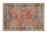 Coral Ruggable rug with blue floral design