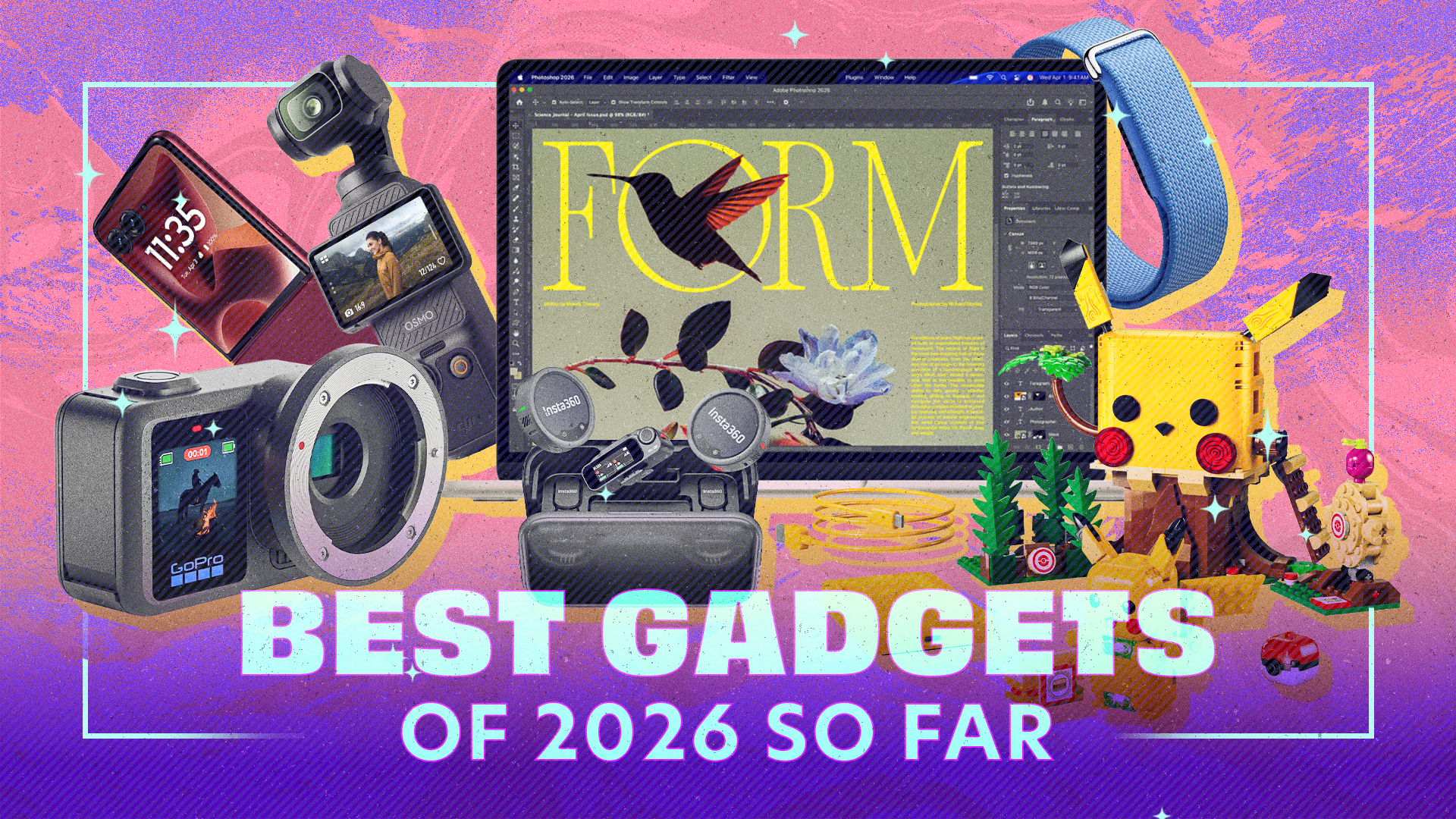 Collage of tech gadgets with text 'best gadgets of 2026 so far'