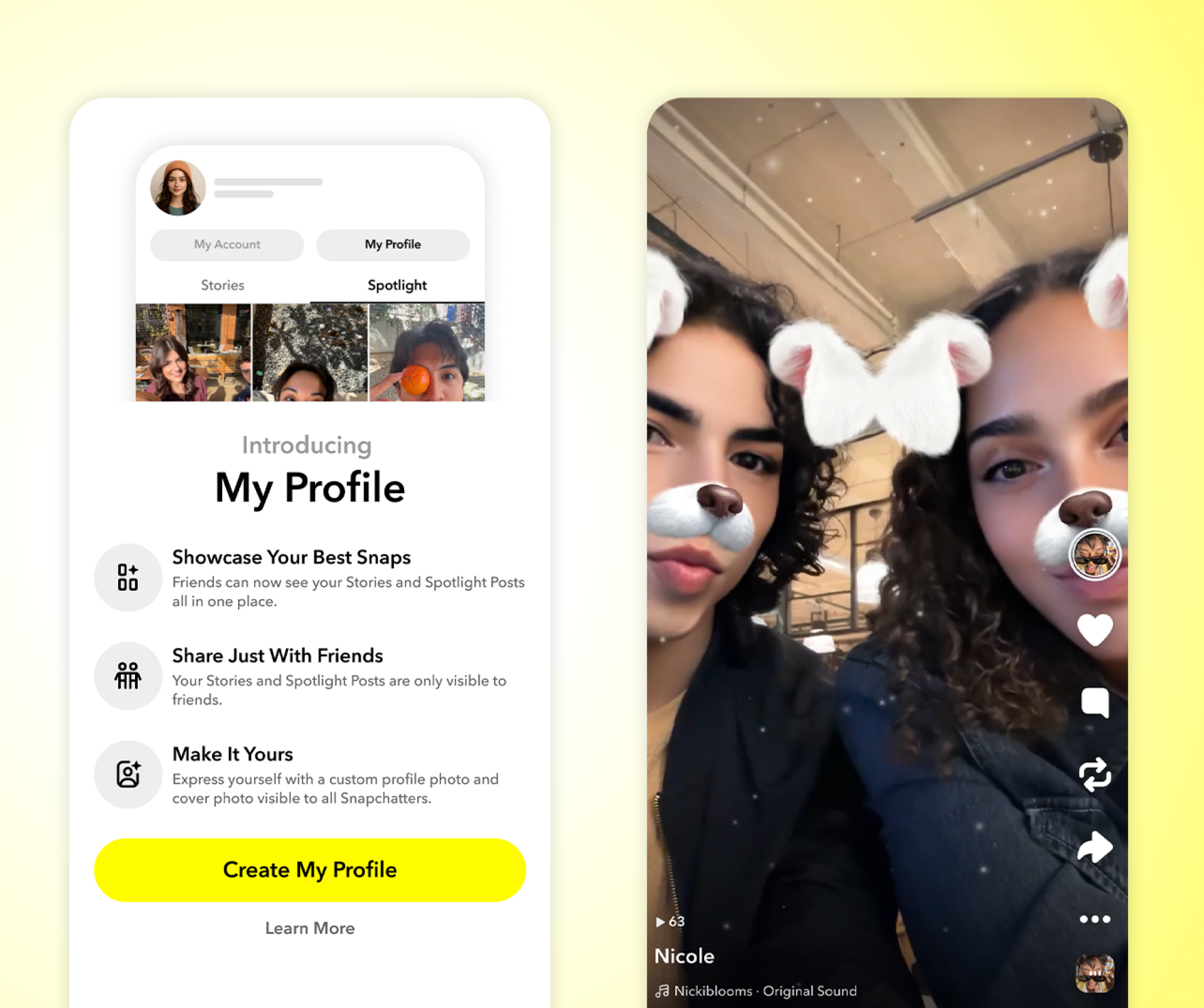 Example of Snapchat's content-sharing protection for under-16 users.