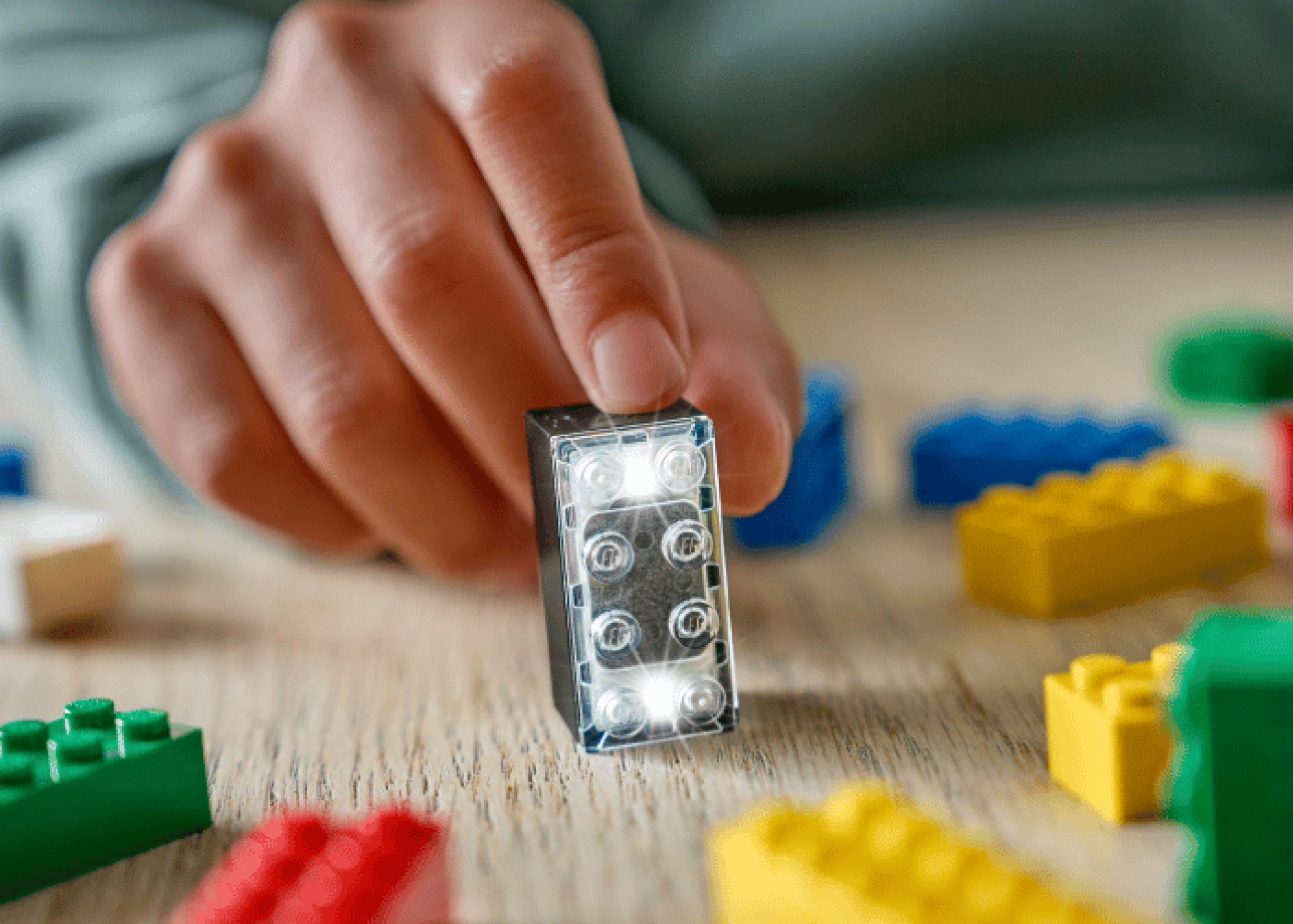 close-up of lego smart brick
