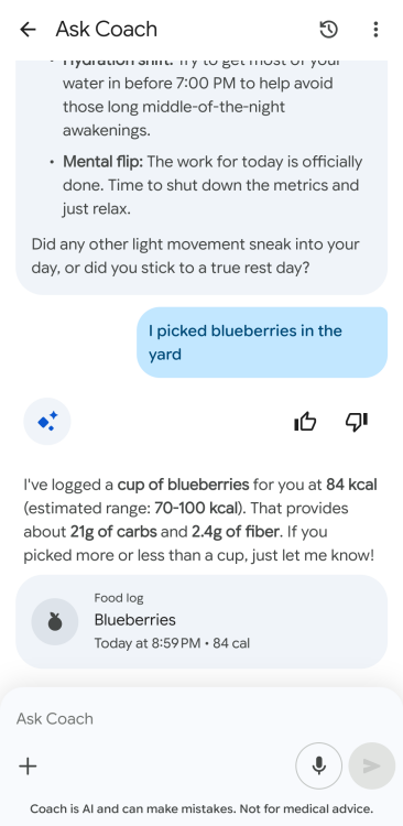 a screenshot of the google health app