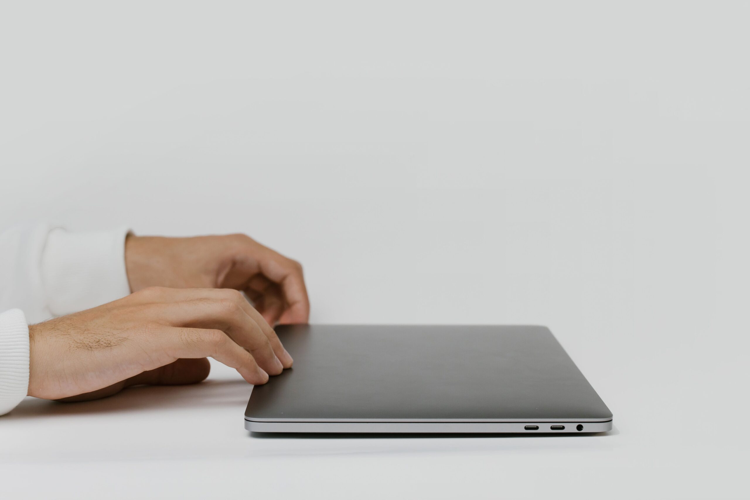 Hands on laptop