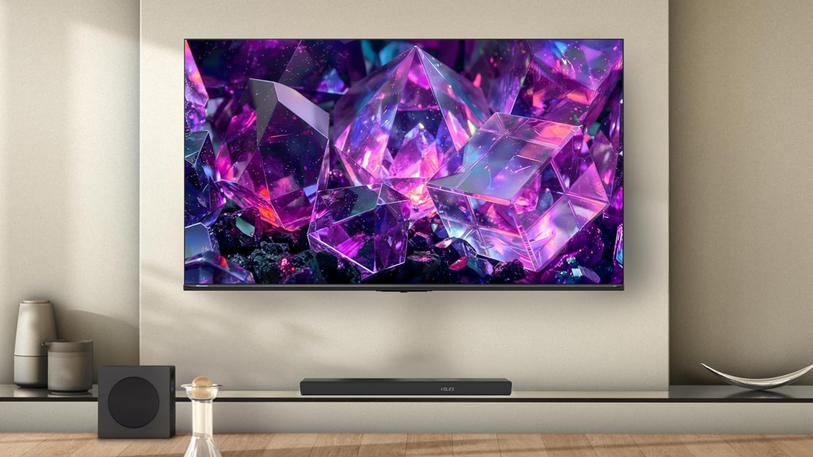 Hisense E7 TV mounted on wall